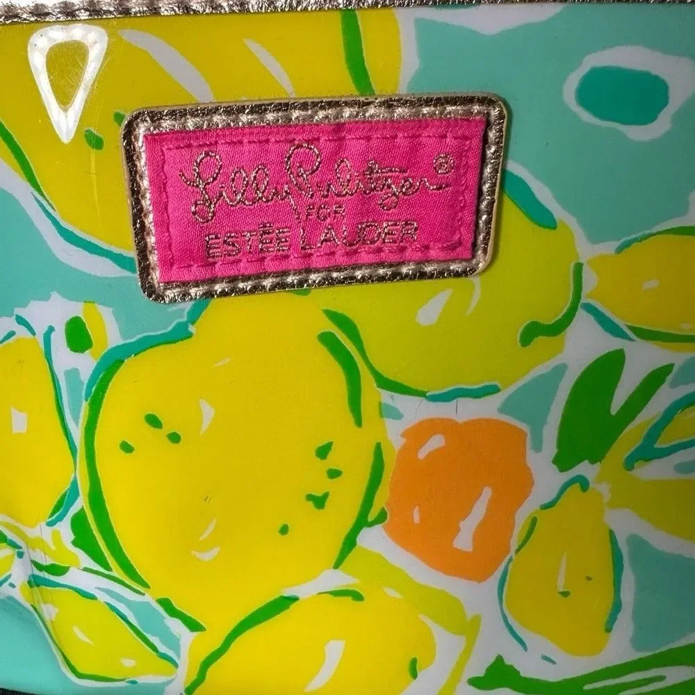 NEW Lilly Pulitzer Estee Lauder Plastic Cosmetic Makeup Purse Clutch Bag GREEN